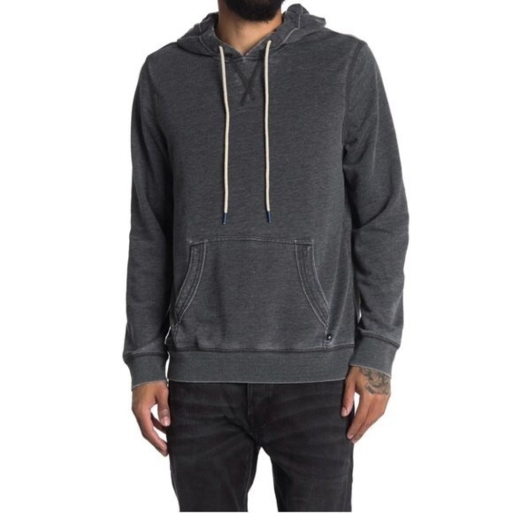 Union Burnout NWT Cotton Blend French Terry Hoodie in Black